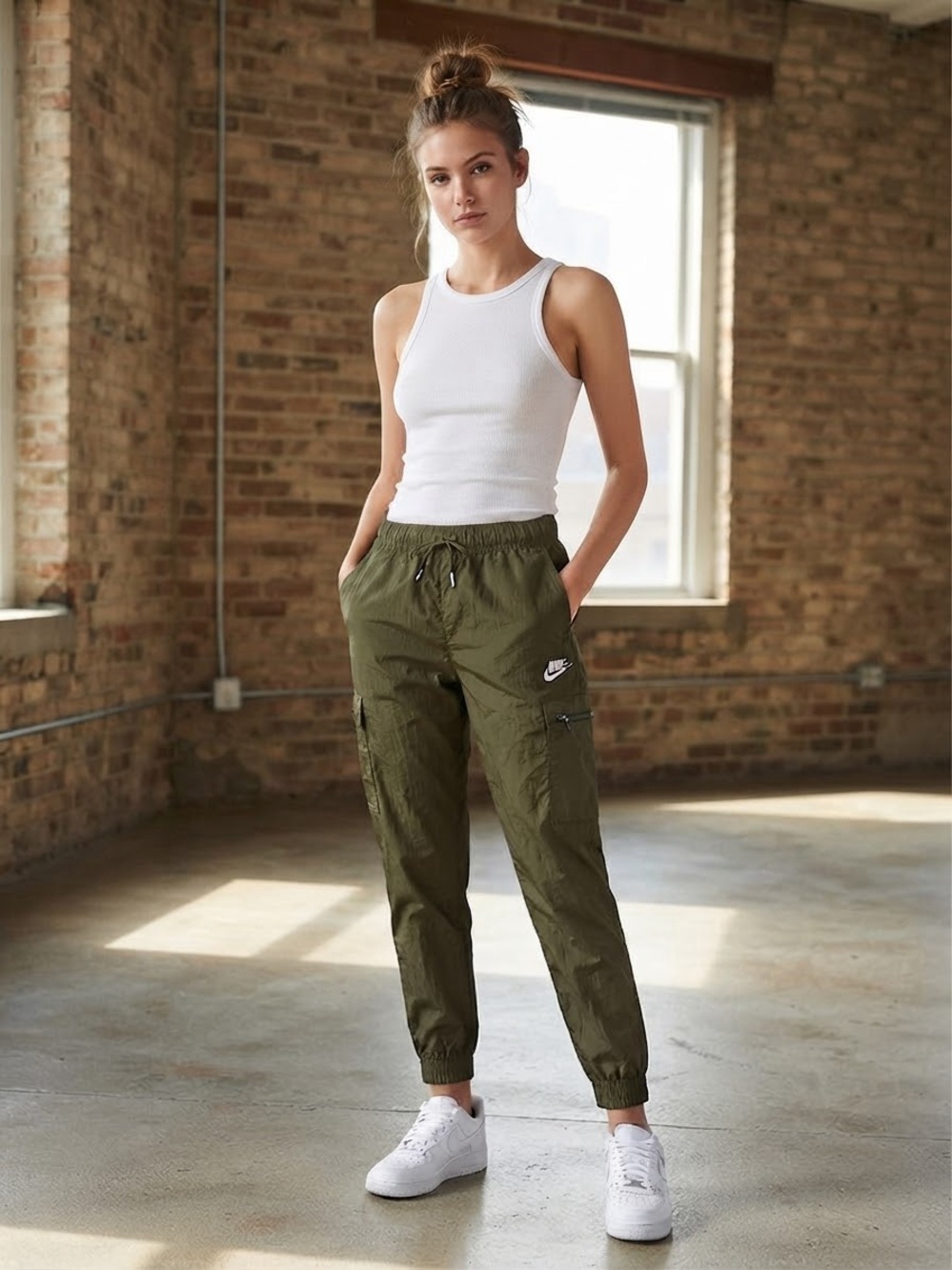 Nike Olive Green Women's XL Cargo Jogger Pants NWT